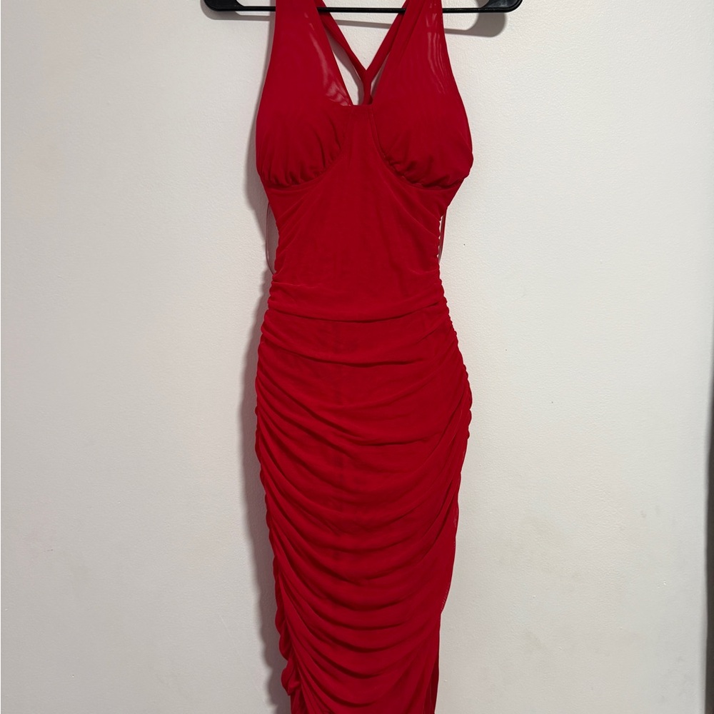 La Mienne Striking Scarlet Backless Dress